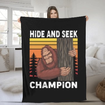 Discover Bigfoot Hide And Seek Champion Funny Sasquatch Fleece Blankets