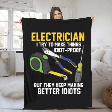 Discover Funny Electrician Engineer Electrical Technician Fleece Blankets