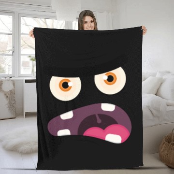 Discover Monster Face Fleece Blankets