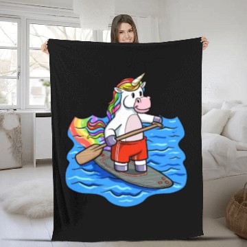 Discover SUP Paddling Kids Unicorn Stand Up Paddle Fleece Blankets