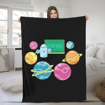 Discover Humans Planets Funny School Learning Humans Planet Fleece Blankets