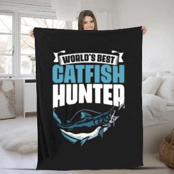 Discover Catfish Hunter Funny Fishing Humor For An Angling Fleece Blankets