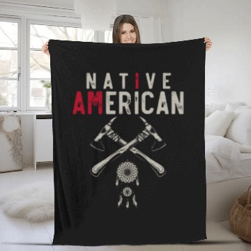 Discover Native American Axe Traditional Dreamcatcher Feath Fleece Blankets