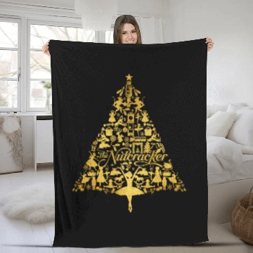 Discover The Nutcracker Golden Christmas Tree Funny Fleece Blankets