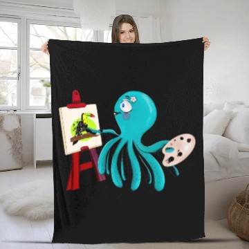 Discover Artistic Octopus Painting A Toucan - cute and fun! Fleece Blankets