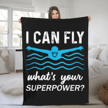 Discover Swimmer Butterfly Swim Swimming Fleece Blankets