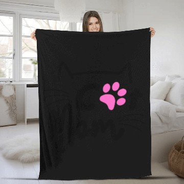 Discover Best Cat Mom Ever with Paw for Mother Fleece Blankets