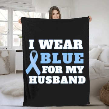 Discover I Wear Blue For My Husband Prostate Cancer Awarene Fleece Blankets