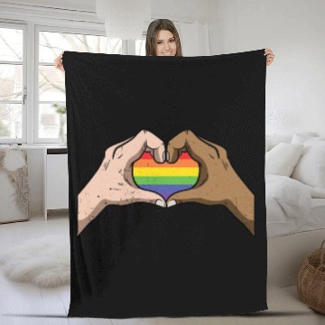 Discover LGBT Rainbow Heart Gay Pride Lesbian Equality Gift Fleece Blankets