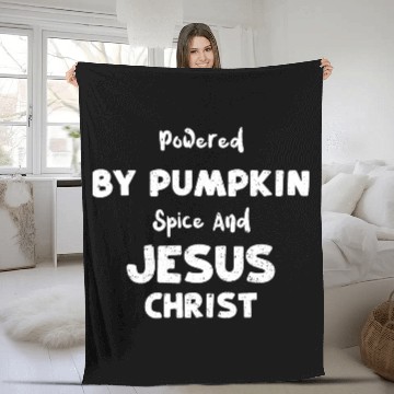 Discover Powered By Pumpkin Spice And Jes... Fleece Blankets