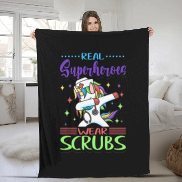 Discover Nurse Real Superheroes Wear Scrubs Nursing Fleece Blankets