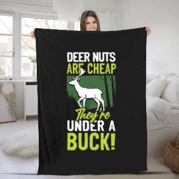 Discover Buck Deer Hunting Hunter Pun Fleece Blankets