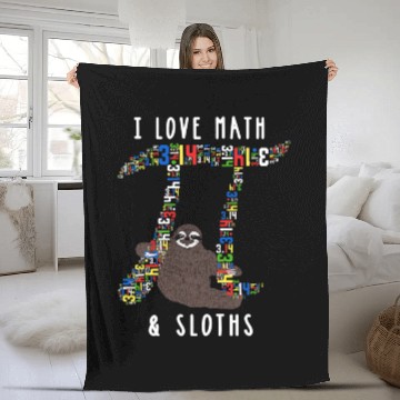 Discover I Love Math and Sloths Funny Mathematics Pi Day Fleece Blankets
