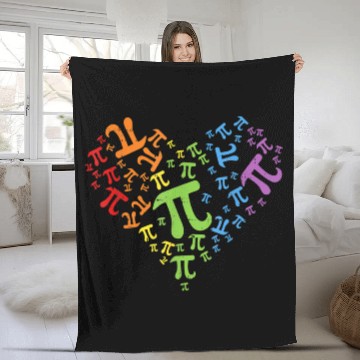 Discover Heart Pi Day Funny Graphic Math Teacher for Women Fleece Blankets