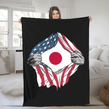 Discover USA Japan friendship flags design Fleece Blankets