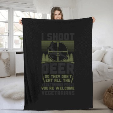 Discover Buck Deer Hunting Hunter Fleece Blankets