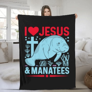Discover I Love Jesus and Manatees - Sea Cows Lover Fleece Blankets