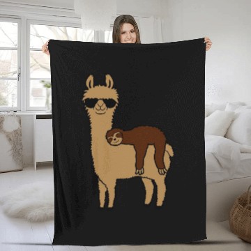 Discover sloth llama friends sleep Fleece Blankets