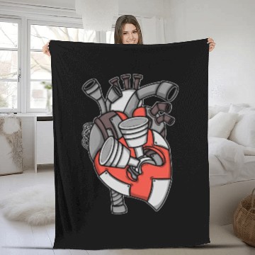 Discover Engine Heart Pistons Car Mechanic Fleece Blankets