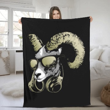 Discover DJ Goat Bling Cool and Funny Music Animal with Fleece Blankets