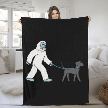 Discover Bigfoot Sasquatch Walking Great Dane Fleece Blankets