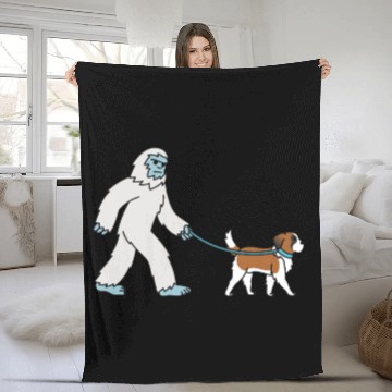 Discover Bigfoot Sasquatch Walking Saint Bernard Fleece Blankets