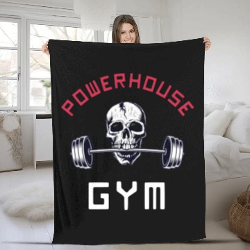 Discover Powerhouse Gym - Bodybuilding Workout Saying Fleece Blankets