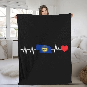 Discover Nebraska Heartbeat Gift Fleece Blankets