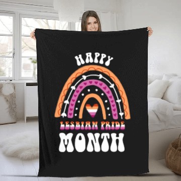 Discover Happy Lesbian Pride Month Lesbian Rainbow Fleece Blankets