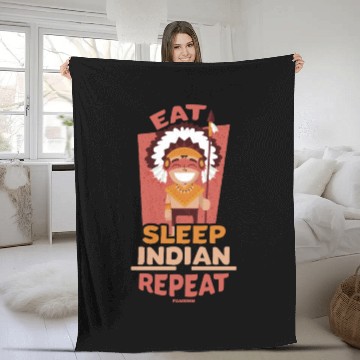 Discover Eat Sleep Indian Repeat Native American People Fleece Blankets