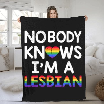Discover Nobody Knows I'm A Lesbian LGBTQ Rainbow Pride Fleece Blankets