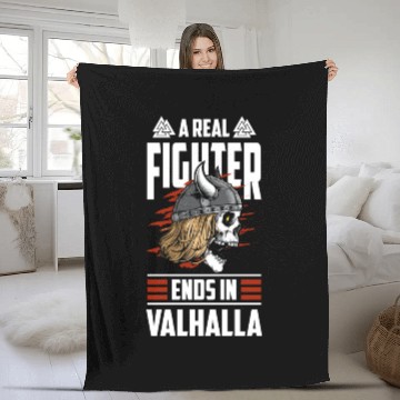 Discover Odin Norse Runes Mythology Hammer Valhalla God Fleece Blankets