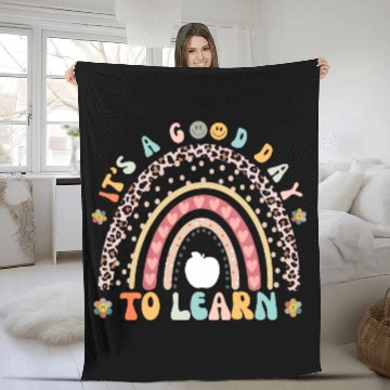 Discover It's a Good Day to Learn Preschool Teacher Rainbow Fleece Blankets