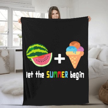 Discover summer cool watermelon, ice cream vacation holiday Fleece Blankets