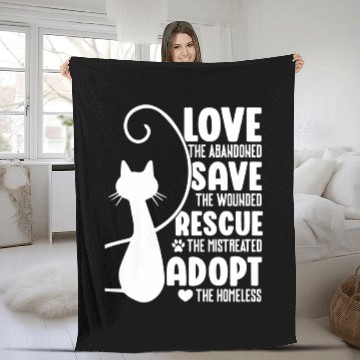 Discover Love Save Rescue Cat Lover Kitty Cats Mom Dad Fleece Blankets