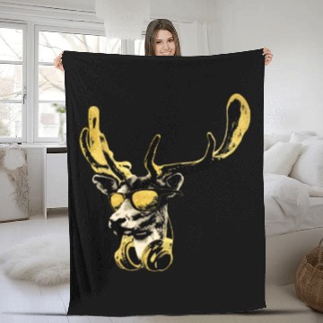 Discover Deer DJ Bling Cool Funny Music Animal With Fleece Blankets
