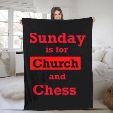 Discover Sunday is for church and chess Fleece Blankets