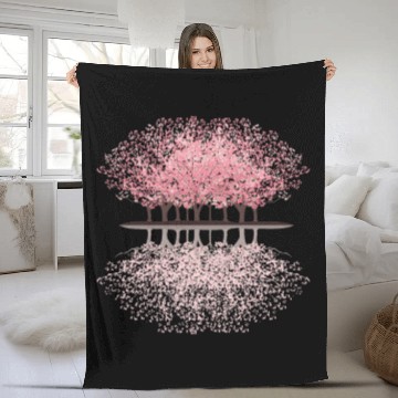 Discover Sakura Blossoms Flower Forest Sakura Blossoms Flow Fleece Blankets