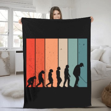 Discover Human Evolution Golf Vintage Golf Player Golfing Fleece Blankets