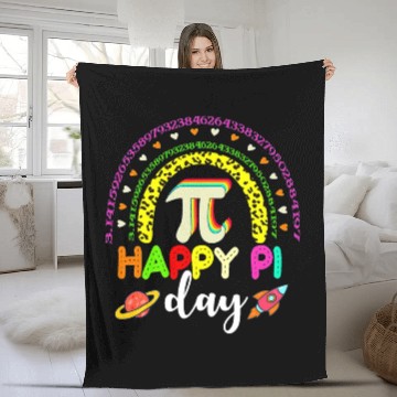 Discover happy pi day mamatic math teacher leopard rainbow Fleece Blankets