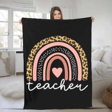 Discover Boho Teacher Rainbow Leopard Teacher Appreciation Fleece Blankets