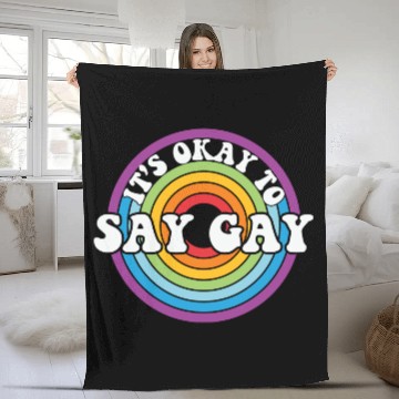 Discover LBGT Flag Gay Pride Human ok say Gay Fleece Blankets