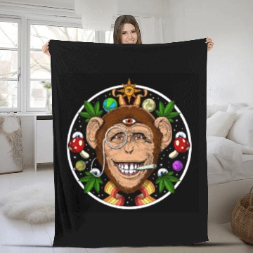 Discover Psychedelic Monkey Stoner Fleece Blankets