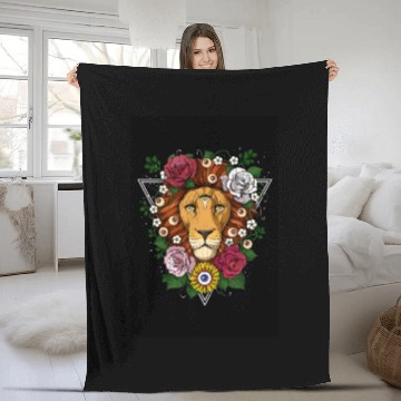 Discover Psychedelic Lion Fleece Blankets