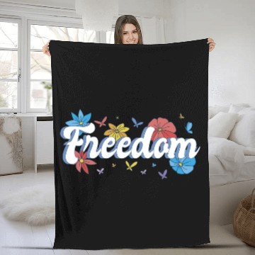 Discover Freedom flowers butterflies liberty design Fleece Blankets