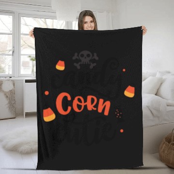 Discover Candy Corn Cutie Halloween Holiday Fleece Blankets