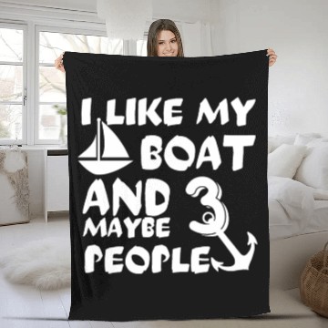 Discover I love my boat and maybe 3 people, funny gift Fleece Blankets