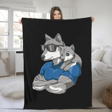 Discover Strong Wolf with Wolf Child for a Wolf lover Fleece Blankets