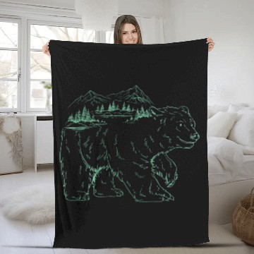 Discover Bear Landscape Mountain Wilderness Mountaineer Fleece Blankets