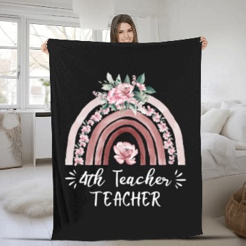 Discover 4th grade teacher floral rainbow back to school Fleece Blankets